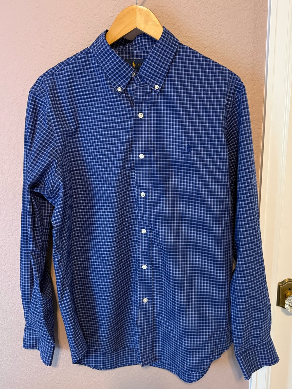 Ralph Lauren Men's Blue Check Button-Down Shirt